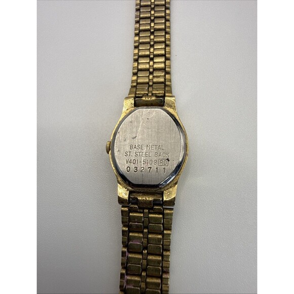Seiko Watch Women 18mm Gold Dial Gold Tone Oval V401-5109 New Battery - Picture 3 of 6
